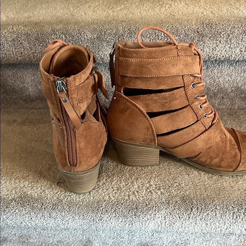 Brown Suede Ankle Boots - Picture 3 of 5